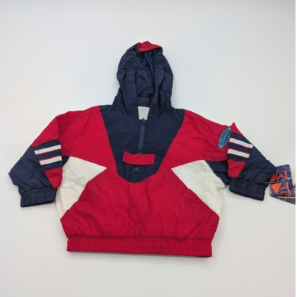 Vintage 90s‎ Toddler Windbreaker Size 2T Colorblock 1/2 Zip Red Blue Fast moves
